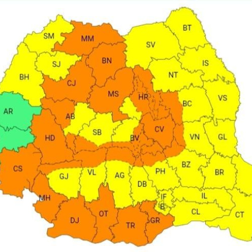 Avertizare meteo emisă pentru județul Dâmbovița: Cod portocaliu și cod galben