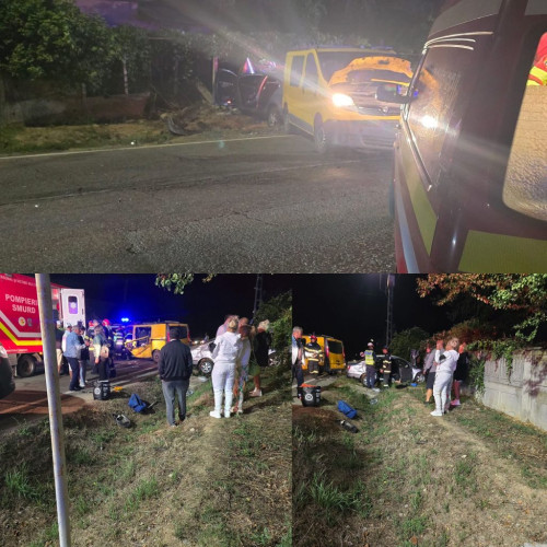 accident în Gorj: coliziune între o dubiță și un autoturism la Calnic