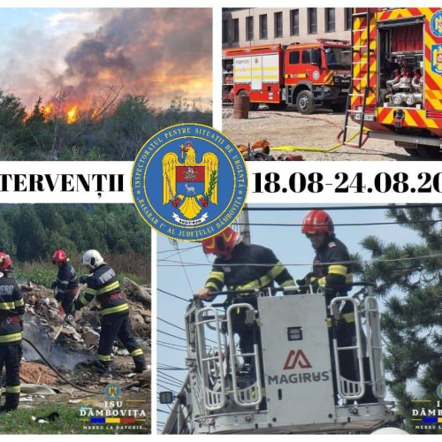 Echipajele ISU Dâmbovița au intervenit la peste 300 de evenimente în perioada 18 - 24 august 2025