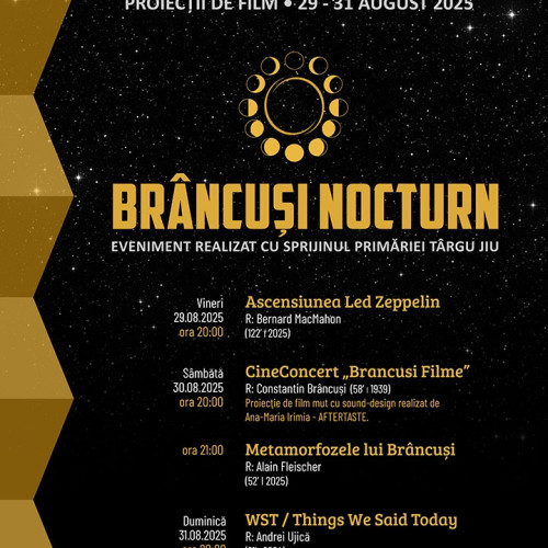 eveniment cultural la targu jiu: brancusi nocturn aduce filme, muzică și artă