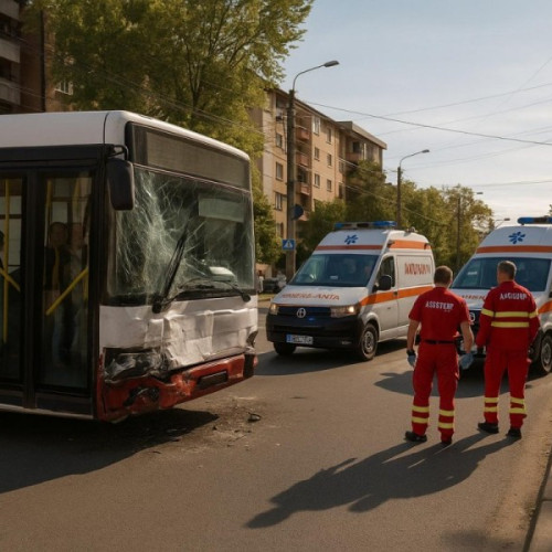 accident grav la arad: autobuz lovit de camion pe strada renașterii