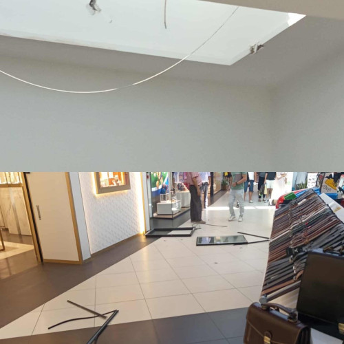 „Alarmă la mallul din Târgu Jiu după căderea unui geam din plafon”