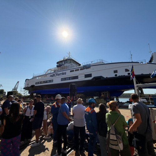 Lansarea unui feribot diesel-hibrid la șantierul Damen Galați