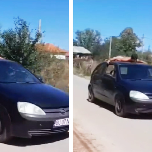 Tânăr din Balesti fără permis, surprins pe plafonul unei mașini cu un minor la bord