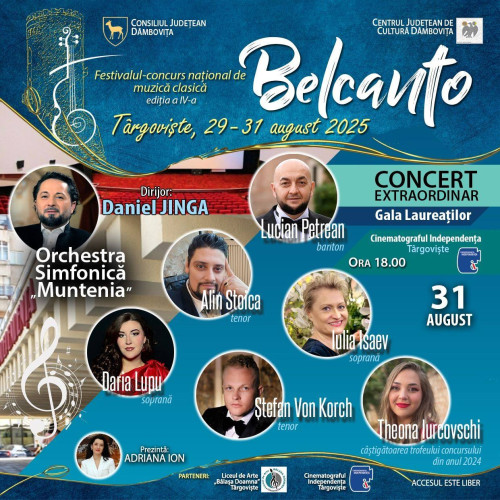 Festivalul Belcanto: finalul ediției a IV-a aduce gala laureaților la Târgoviște