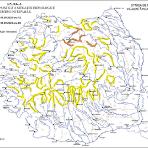 Cod galben pentru inundații în zeci de bazine hidrografice