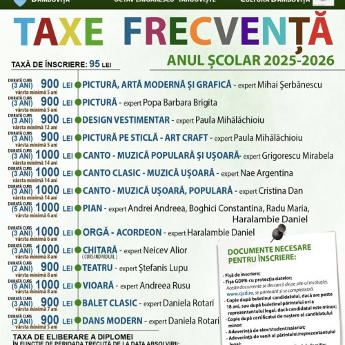 Cursuri noi la Școala Populară de Arte din Dâmbovița pentru anul școlar 2025-2026