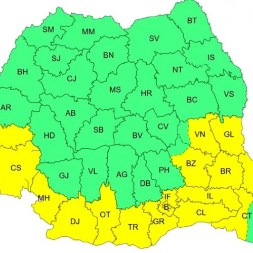 Alerte meteorologice: cod galben de căldură în mai multe regiuni ale țării
