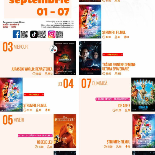 Program de premiere la Cinematograful Independența din Târgoviște pentru săptămâna 01-07 septembrie 2025