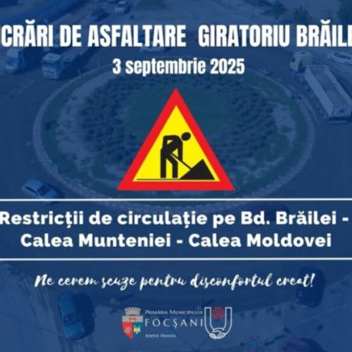 Încep lucrările de asfaltare la sensul giratoriu de la Bulevardul Brăilei cu DN 2