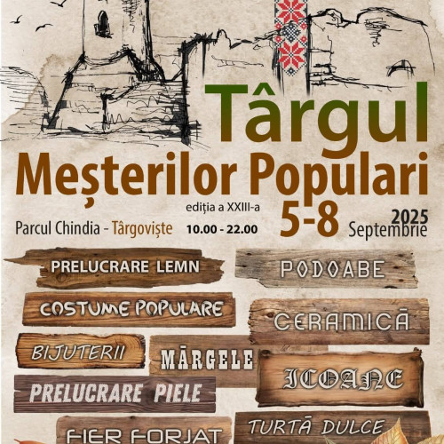 Târgul meșterilor populari revine în Parcul Chindia între 5 și 8 septembrie 2025