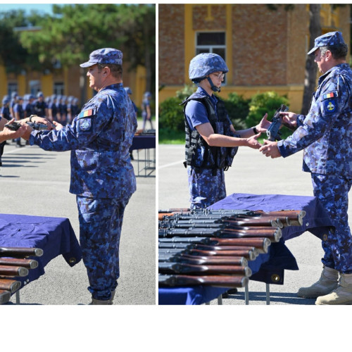 Moment emoționant la ceremonia de primire a armamentului individual