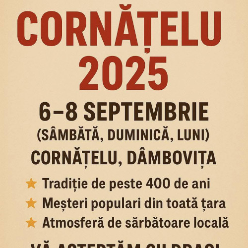 Târgul anual Cornățelu 2025 își redeschide porțile în pragul toamnei