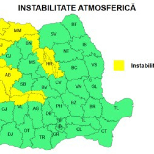 Atenționare meteorologică cod galben pentru intervalul 8 septembrie, ora 12 – 8 septembrie, ora 23