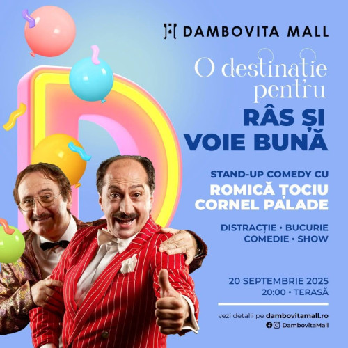 La Târgoviște, seară de stand-up cu Romică Țociu și Cornel Palade la terasă Dâmbovița Mall