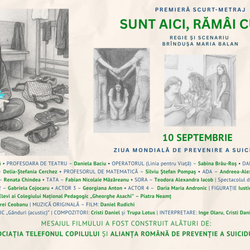 Sunt aici, rămâi cu mine! are premiera online de Ziua Prevenirii Suicidului