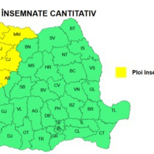 ANM emite informare pentru ploi abundente și cod galben în mai multe județe