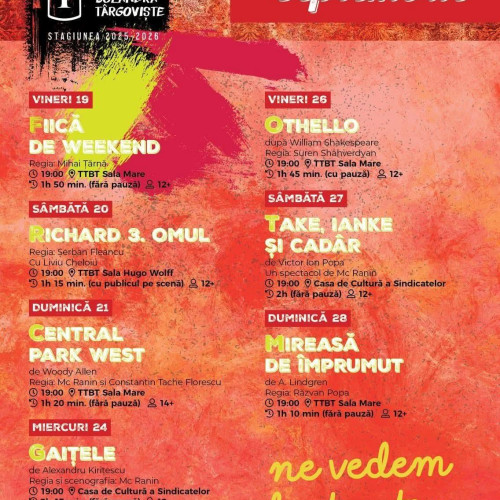 Teatrul Tony Bulandra deschide stagiunea 2025–2026 cu „Fiică de weekend”