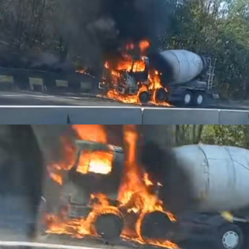 Incendiu la autobetonieră în Hinova, fără victime