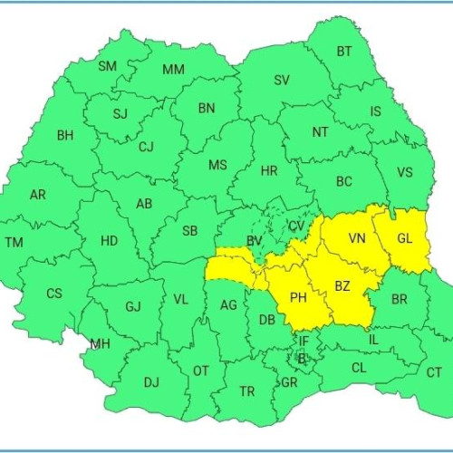 Avertizare cod galben în nordul județului Dâmbovița până la ora 22:00
