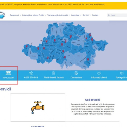 Compania de Apă Arad lansează MyAccount pentru acces rapid la servicii