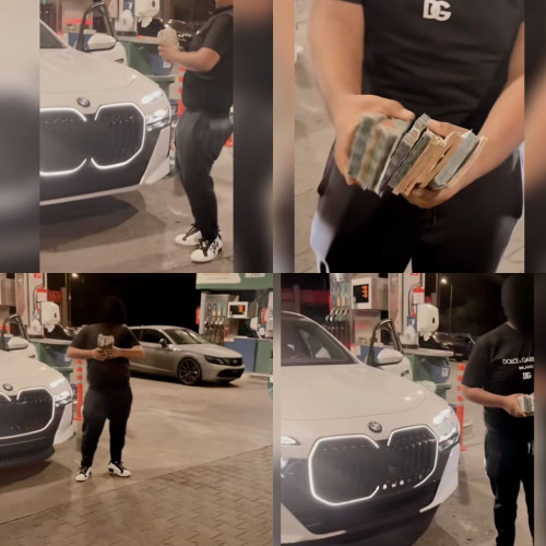 Stație din Gorj, spectacol de lux la alimentare, între mașini scumpe și decibeli