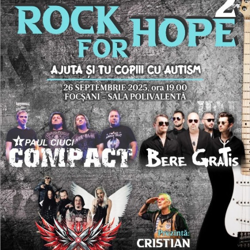 Concert caritabil Rock for Hope susține copiii cu autism din Vrancea