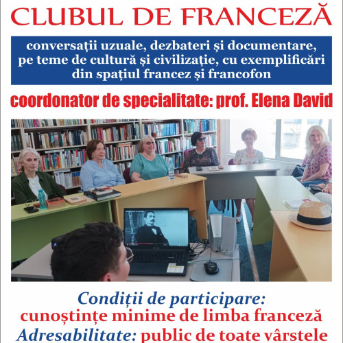 Clubul de franceză de la Biblioteca Județeană Neamț reîncepe activitatea pe 17 septembrie