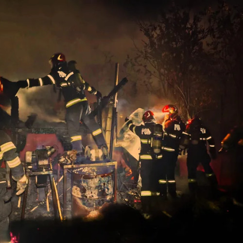 Incendiu puternic în Apahida: magazie și adăposturi pentru animale distruse
