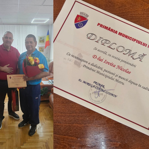 Un angajat al Poliției Locale Motru s-a pensionat în prezența primarului