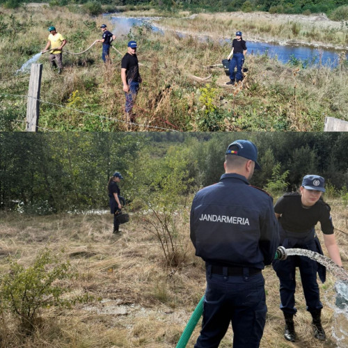 Jandarmii gorjeni au sprijinit udarea puieților pe Râul Gilort la Bengești-Ciocadia