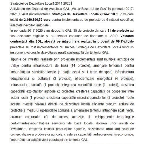 GAL Valea Bașeului de Sus prezintă rezultatele strategiei 2014-2020 pentru dezvoltare rurală