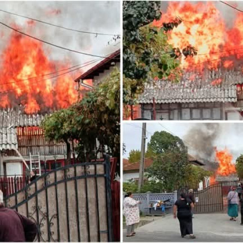 Incendiu puternic a cuprins o gospodărie în localitatea Rătești, Argeș