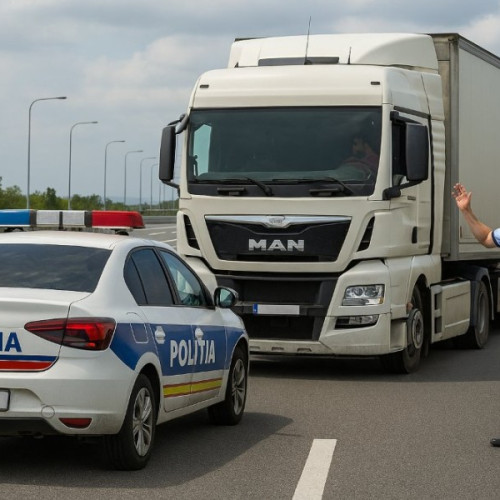 Șofer prins fără tahograf pe autostrada A1 și amendat de polițiști