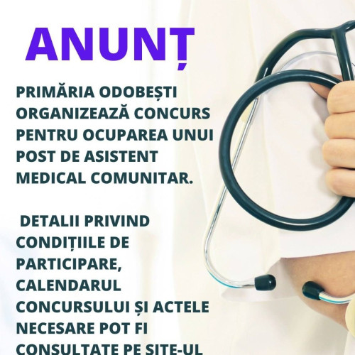 Primăria Odobești angajează asistent medical comunitar