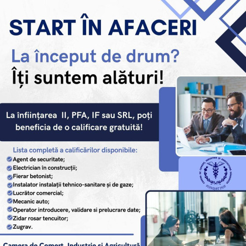 Camera de Comerț Dâmbovița sprijină antreprenorii începători cu calificări gratuite