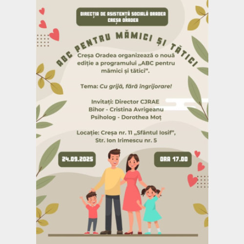 Nouă ediție a programului „ABC pentru mămici și tătici” la Creșa Oradea