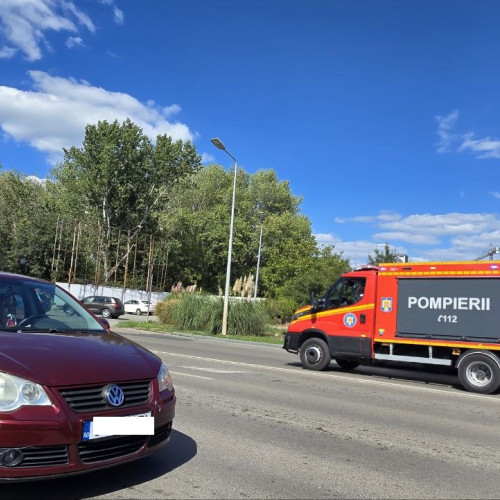 Incendiu de vegetație uscată pe bulevardul Tomis din Constanța, intervenție în desfășurare