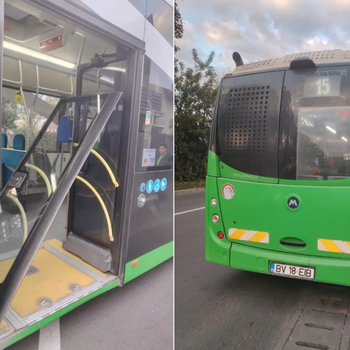 Un autobuz RATBV a fost surprins circulând fără una dintre uși