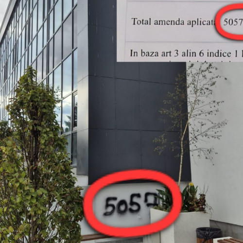 Tânăr amendat cu suma inscripționată pe peretele Casei de Cultură din Victoria