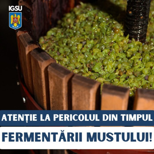 IGSU avertizează asupra pericolului de intoxicare cu dioxid de carbon în timpul fermentării mustului