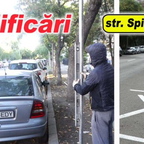Se instalează indicatoarele pentru parcarea cu plată pe strada Spiru Haret