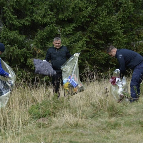 Jandarmii dâmbovițeni participă la campania națională de curățenie în masivul Bucegi