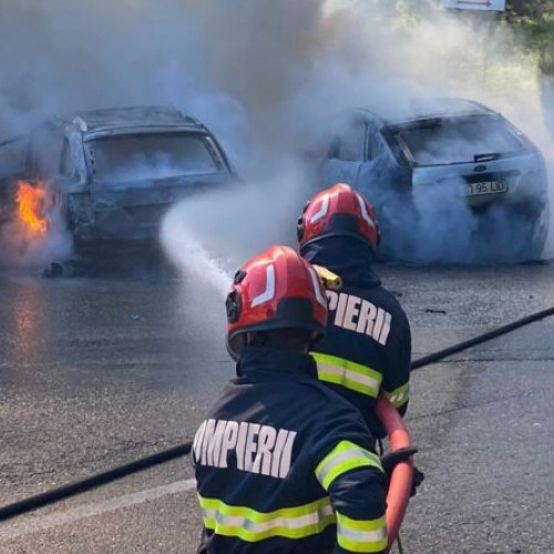 Incendiu la o parcare din Hunedoara a afectat trei mașini