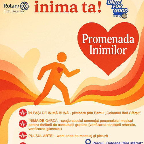 Rotary Club Târgu Jiu organizează promenada inimilor pentru sănătatea cardiovasculară