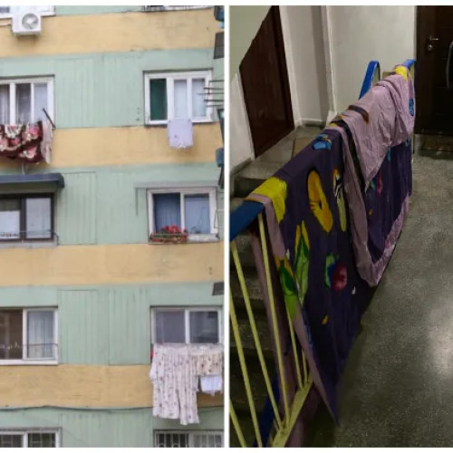 Locatarii de pe strada Soporului din Cluj protestează din cauza hainelor întinse pe fațade