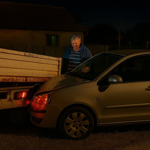 Bărbat din Macea, prins băut și fără permis după un drift cu autoutilitara