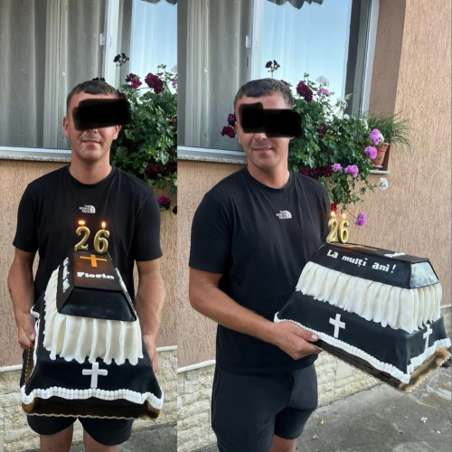 Tânăr sărbătorește 26 de ani cu un tort în formă de sicriu
