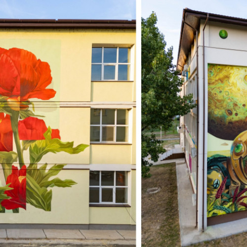 Bujori și vultur codalb învin mural Galațiul prin picturi școlare