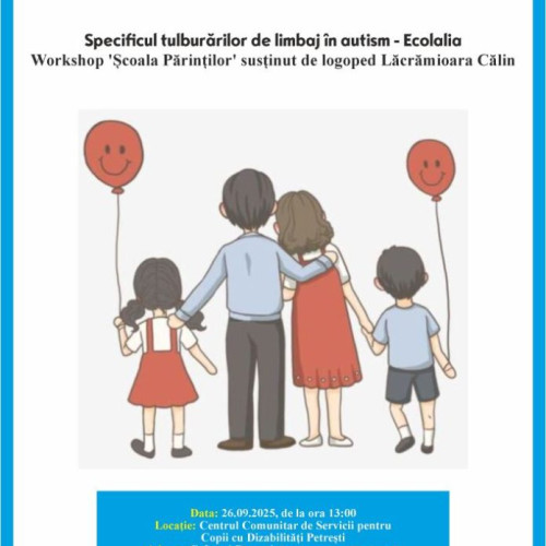 Workshop despre ecolalia, tulburare de limbaj în autism, la Centrul Petrești